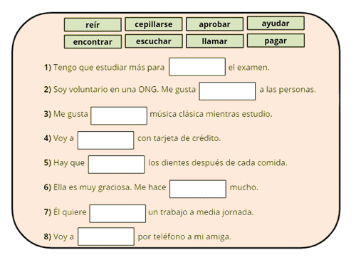 Fill in the blanks with common Spanish verbs 2