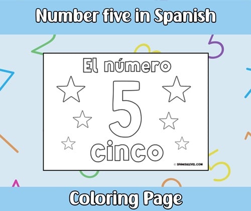 Number Five in Spanish Coloring Page