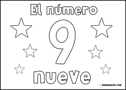 Number Nine in Spanish Worksheet
