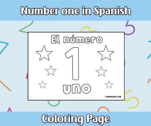 Number One in Spanish Coloring Page