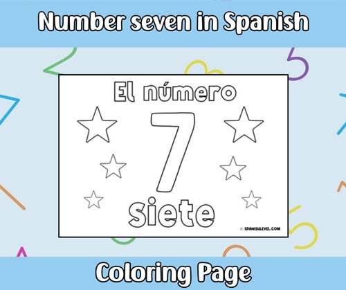 Number Seven in Spanish Coloring Page