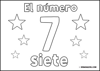 Number Seven in Spanish Worksheet