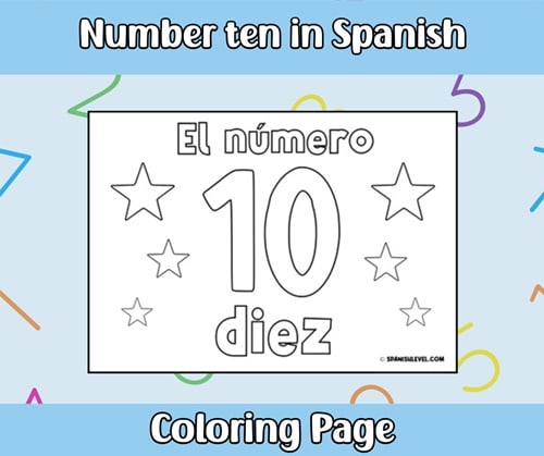 Number Ten in Spanish Coloring Page