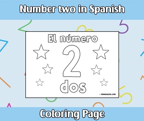 Number Two in Spanish Coloring Page